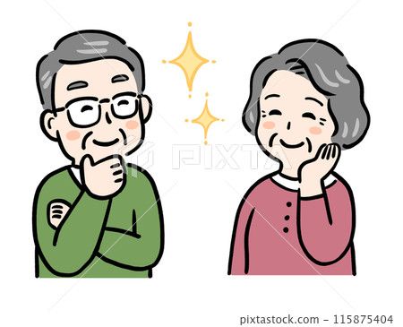 年長夫婦微笑和高興 年長夫婦微笑和高興 115875404