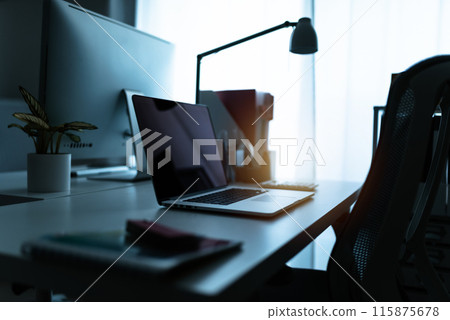 Desk with a computer 115875678