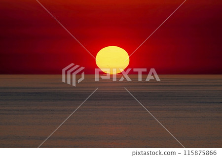 6月從屏風岩展望台看到的日本海達摩日落 6月從屏風岩展望台看到的日本海達摩日落 115875866