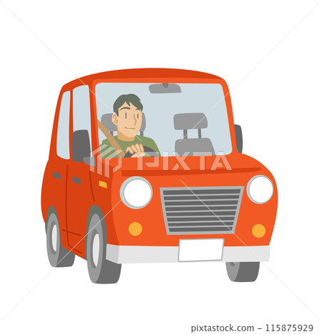 Illustration of a man enjoying a drive 115875929
