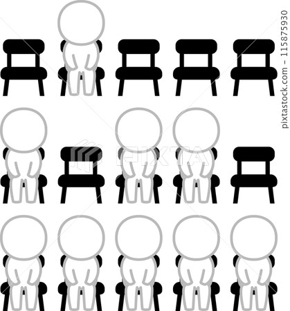 Illustration set of seats with people sitting and empty seats 115875930