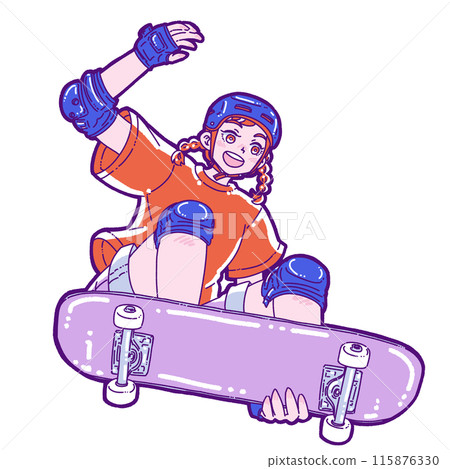 跳上滑板的女孩 115876330