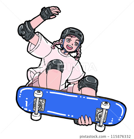 跳上滑板的女孩 115876332