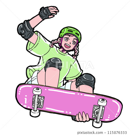 跳上滑板的女孩 115876333