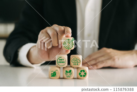 Green economy and sustainable environment for the future. CO2 and target to carbon-neutral for net zero emission. Green economy and sustainable environment for the future. CO2 and target to carbon-neutral for net zero emission. 115876388