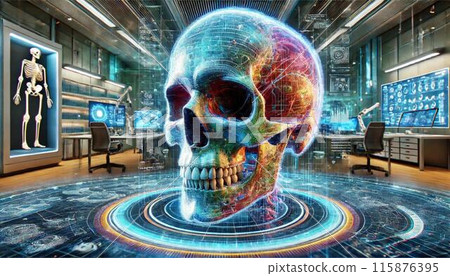 人類頭骨的全息圖 115876395