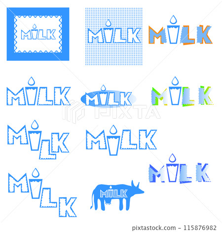 Logo for a company producing dairy and farm products. Vector illustration stylized lettering milk as banner logo 115876982