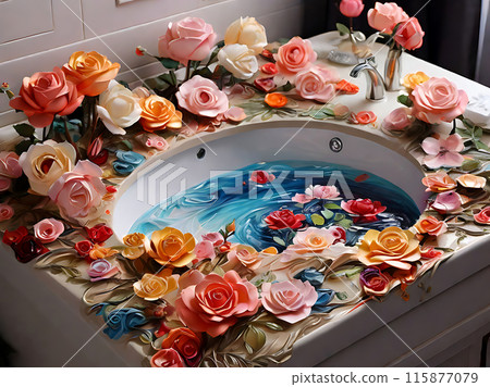 Colorful flowers and sink 115877079