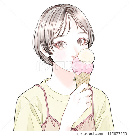 女人吃冰淇淋 115877353