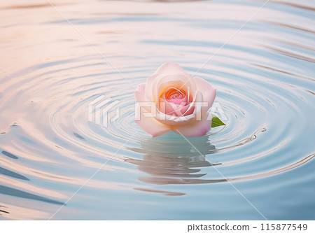 Rose flower floating on the water 115877549