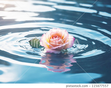 漂浮在水面上的玫瑰花 115877557