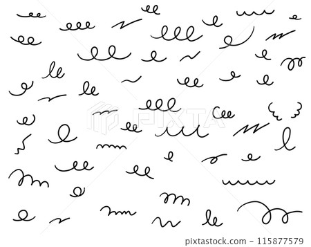 Vector illustration set of hand-drawn decorative illustrations, swirling, handwritten, doodle Vector illustration set of hand-drawn decorative illustrations, swirling, handwritten, doodle 115877579