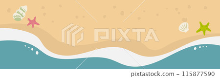 Sandy beach with shells and starfish 115877590