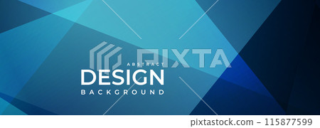 Blue modern abstract wide banner with geometric shapes. Dark blue creative cover abstract background design. 115877599