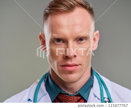 Studio Portrait of a Man Healthcare Professional in Uniform 115877767