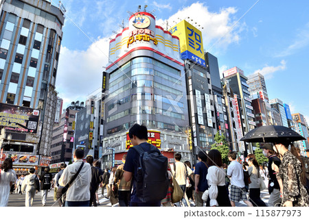 People walking along Shinjuku Street towards Kabukicho People walking along Shinjuku Street towards Kabukicho 115877973