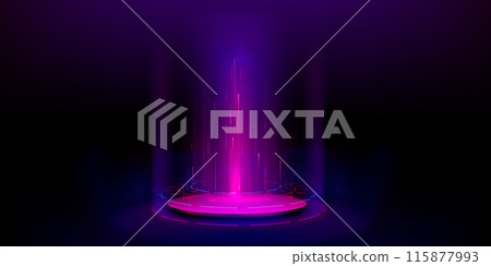 3d tech hologram podium or light portal platform 115877993
