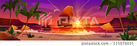 Summer sea or ocean beach sunset landscape. 115878035