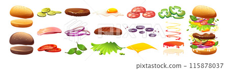 Hamburger ingredient kit for fast food constructor 115878037