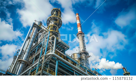 具有多個塔和管道的石化廠 115878132