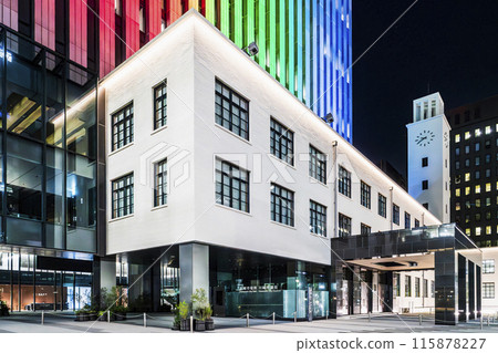 Kawasaki city night view: Kawasaki City Hall New Main Building lit up in Kawasaki's symbolic colors [Kanagawa Prefecture] 115878227