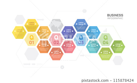 Infographic hexagon diagram 12 steps template for business, presentation vector infographics. 115878424