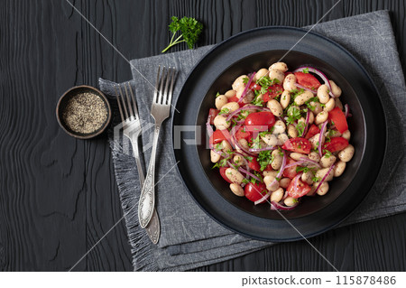 Piyaz, Turkish white bean salad in a bowl 115878486