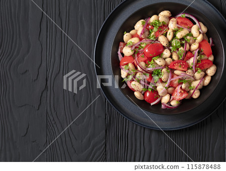 Piyaz, Turkish white bean salad in a bowl Piyaz, Turkish white bean salad in a bowl 115878488
