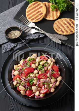 Piyaz, Turkish white bean salad in a bowl Piyaz, Turkish white bean salad in a bowl 115878490