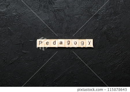 Pedagogy word written on wood block. Pedagogy text on cement table for your desing, concept 115878643