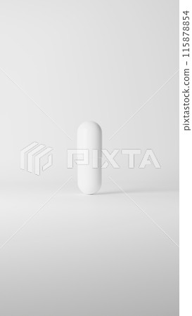 White capsules on a white background. Pills. 3D (portrait) White capsules on a white background. Pills. 3D (portrait) 115878854