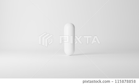 White capsules on a white background. Pills. 3D (landscape) White capsules on a white background. Pills. 3D (landscape) 115878858