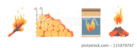 Fireplace and Hearth Design Element and Object Vector Set Fireplace and Hearth Design Element and Object Vector Set 115879787