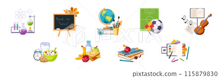 Back to School Item and Object Composition Vector Set Back to School Item and Object Composition Vector Set 115879830