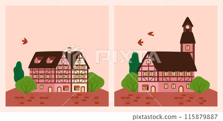 擁有童話般風景和柔和色彩建築的歐洲小鎮 擁有童話般風景和柔和色彩建築的歐洲小鎮 115879887