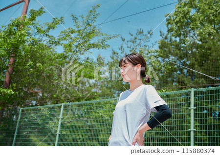 Woman exercising in the park, sportswear, health 115880374