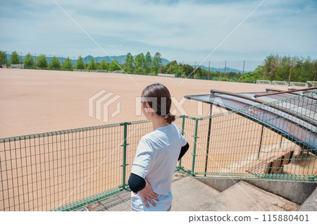 Woman exercising in the park, sportswear, health 115880401