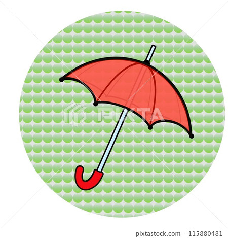 Illustration of an umbrella with a circular frame Illustration of an umbrella with a circular frame 115880481