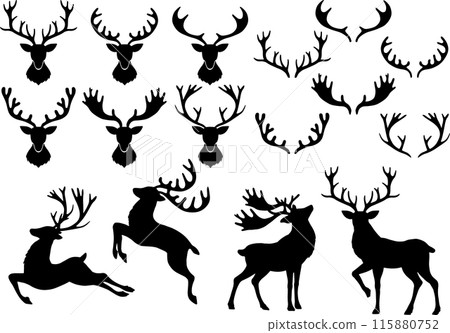 馴鹿全身頭角聖誕節冬季北方國家 115880752