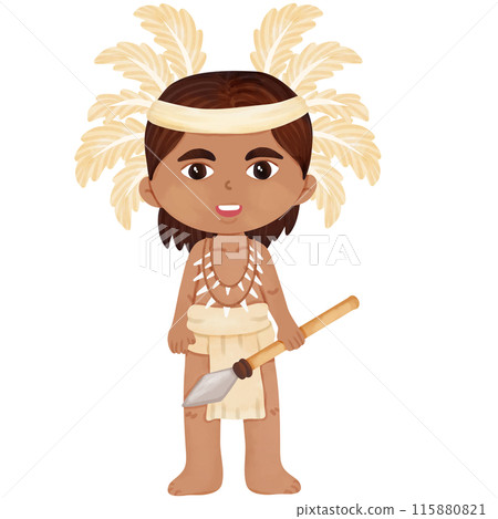 Hand-drawn watercolor paintings of indigenous people. 115880821