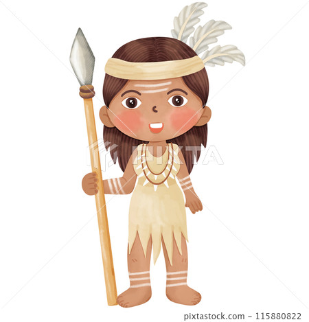 Hand drawn watercolor portrait of a local woman. 115880822