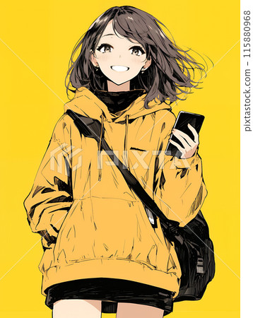 Anime-style girl with smartphone AI Anime-style girl with smartphone AI 115880968