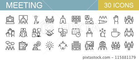 Business and meeting icon set 115881179