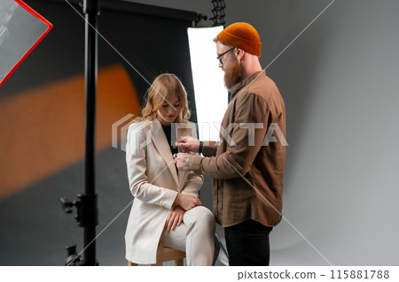 A woman at film studio set. Behind the scenes concept 115881788