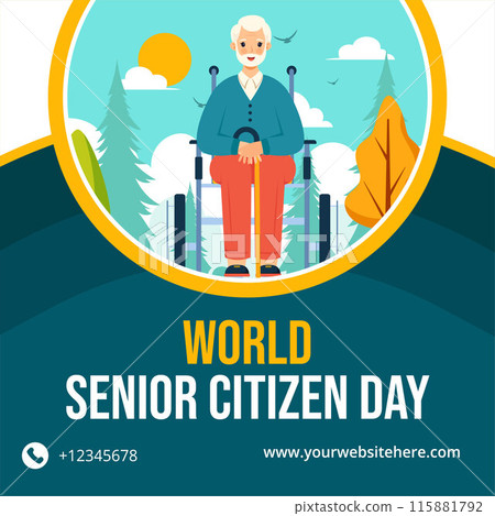 Senior Citizen Day Social Media Illustration Flat Cartoon Hand Drawn Templates Background 115881792