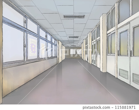 學校走廊（彩筆畫） 115881971