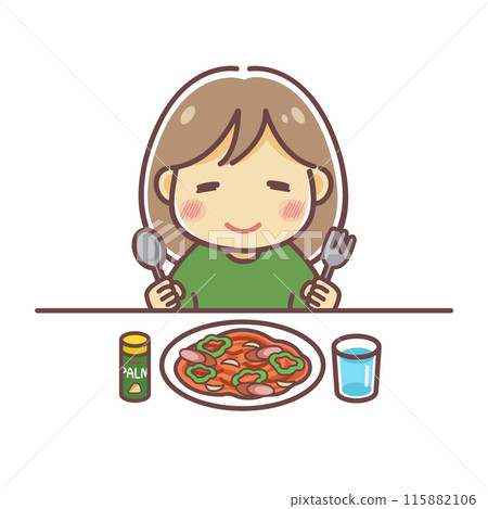 吃那不勒斯的女孩插畫素材 吃那不勒斯的女孩插畫素材 115882106