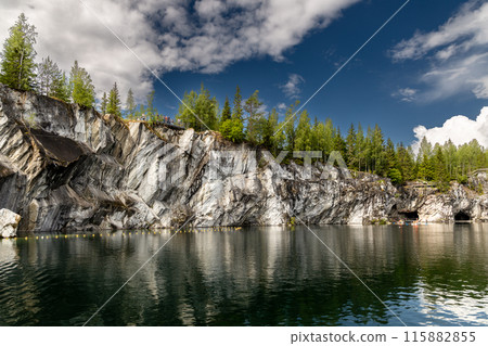 Landscape of the mountain park Ruskeala in the Republic of Karelia 115882855
