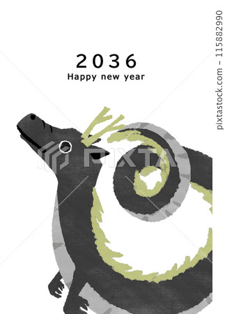 2036 Dragon Year New Year's card template 2036 Dragon Year New Year's card template 115882990