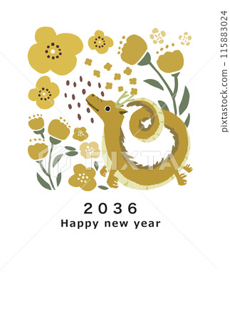 2036年龍年新年賀卡模板 2036年龍年新年賀卡模板 115883024